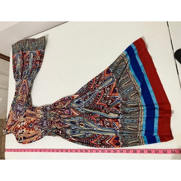 Boston Proper Womans Dress Sz 4 Multicolor Gypsy Boho Smocked Waist Bell Sleeve - Picture 10 of 10